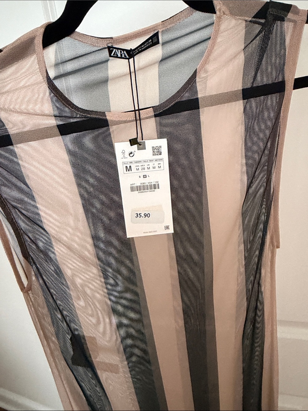 Zara Striped Sheer Maxi Dress in Nude and Black - Picture 3 of 3